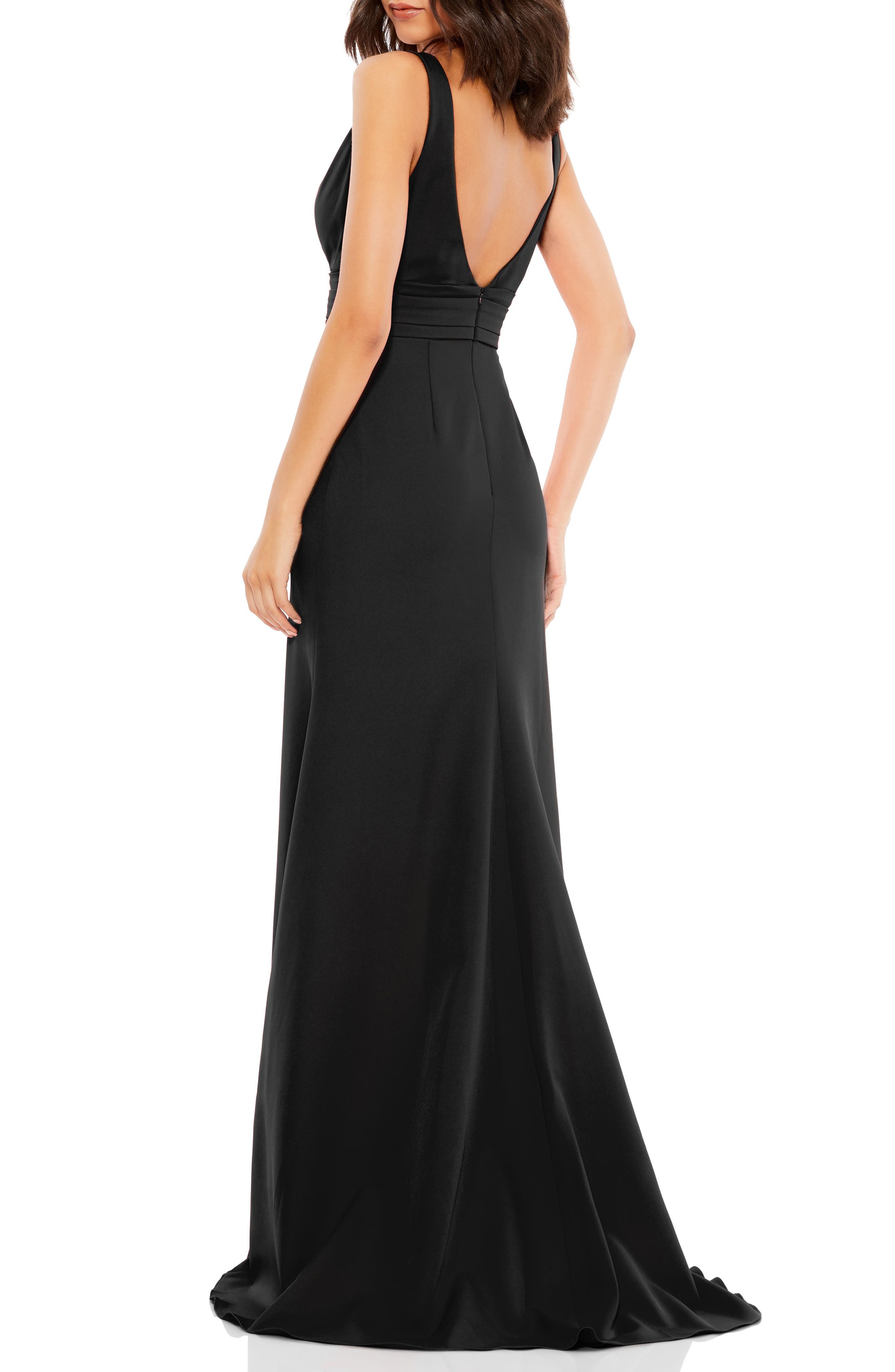 mac duggal bow shoulder gown