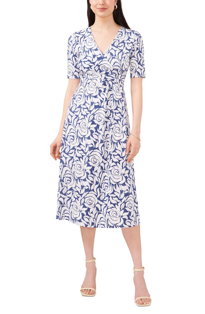 Chaus Floral Faux Wrap Midi Dress | Nordstrom