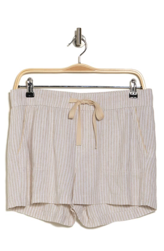 Shop Caslon ® Stripe Drawstring Linen Blend Shorts In Flax- White Cove Stripe