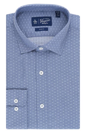 Original Penguin Slim Fit Dobby Chambray Dress Shirt In Indigo