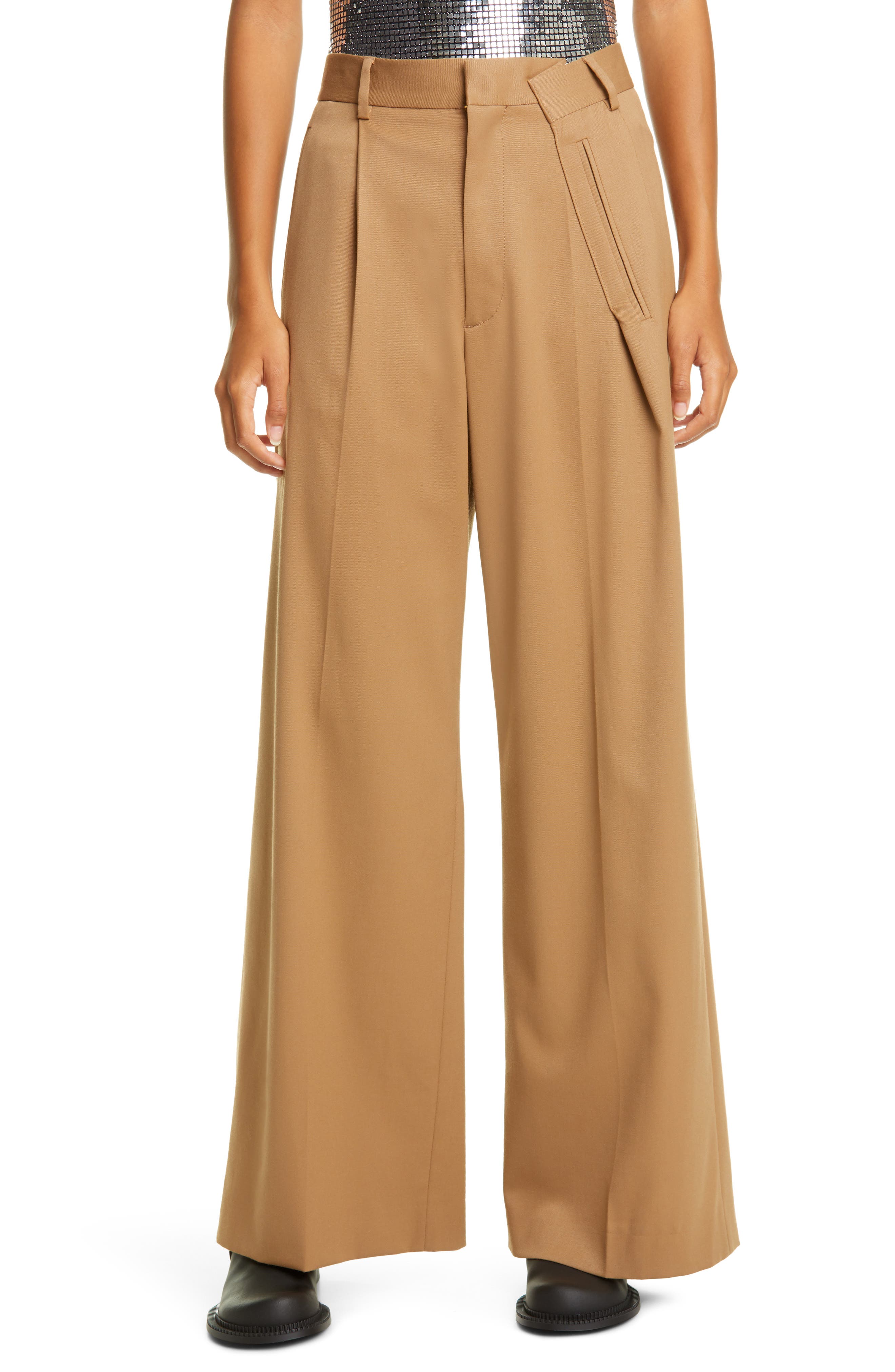 high waisted camel pants