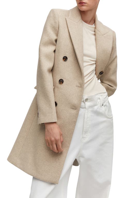 Mango Double Breasted Coat In Light/pastel Grey