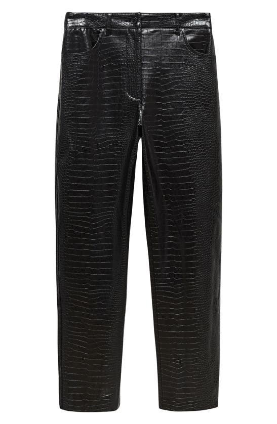 Shop Mango Croc Embossed Faux Leather Pants In Black