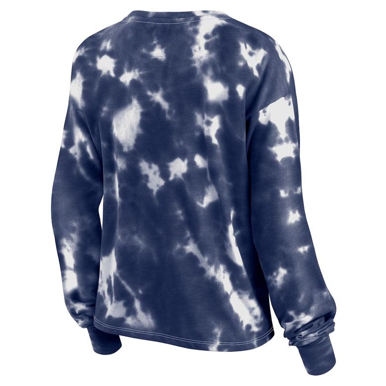 Fanatics Women's White And Navy Chicago Bears Sport Resort Tie-dye V-neck  Long Sleeve T-shirt In White/navy