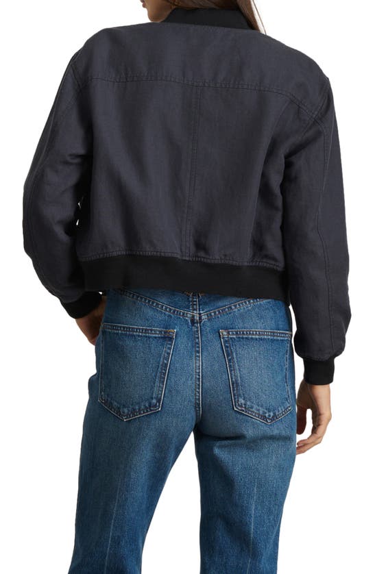 Shop Alex Mill Crop Bomber Jacket In Washed Black