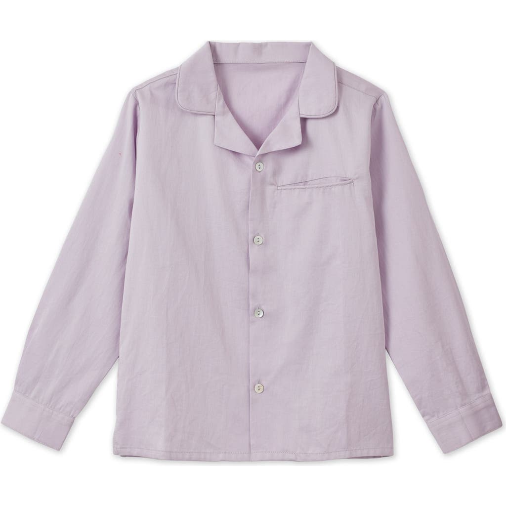 Vild House Of Little Ls Organic Cotton Woven Collared Shirt In Lavender