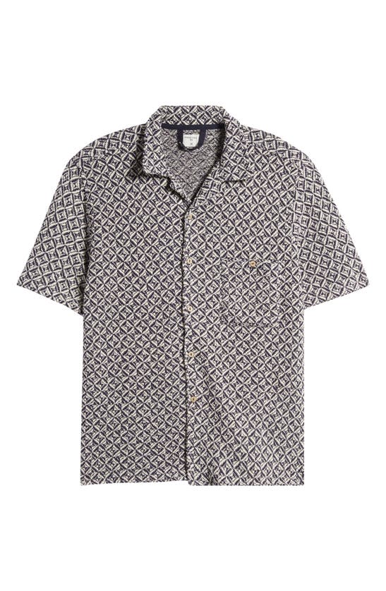Shop Percival Viscount Geometric Jacquard Knit Camp Shirt In Ecru Multi