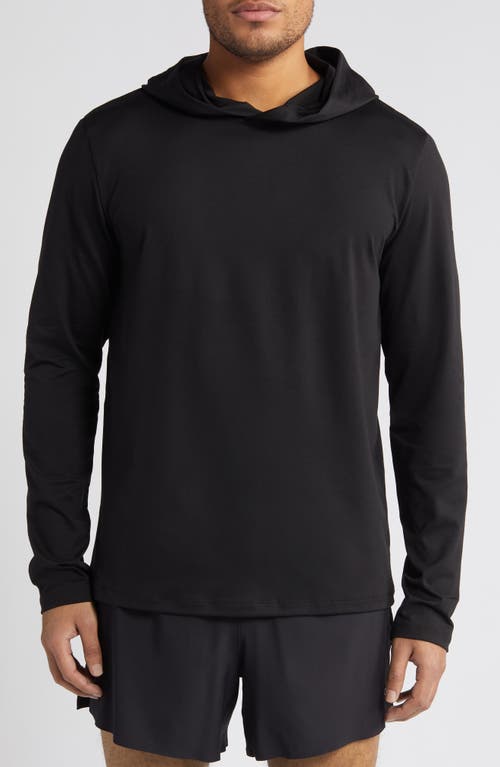 Conquer Reform Performance Hooded Long Sleeve T-Shirt in Black