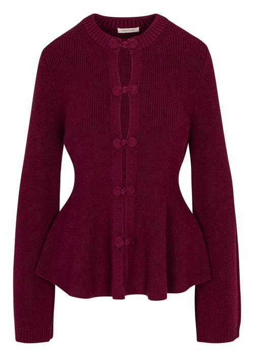 Shop Rebecca Taylor Novlety Wool Peplum Cardi In Plum