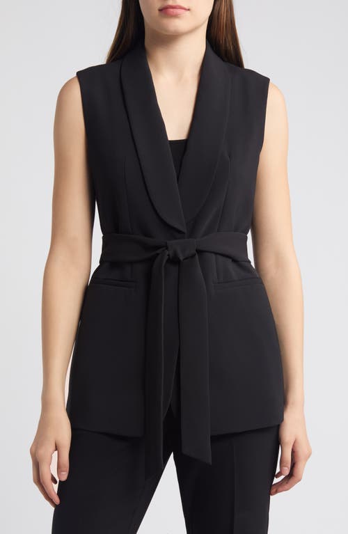 Shop Anne Klein Shawl Collar Belted Vest In Anne Black