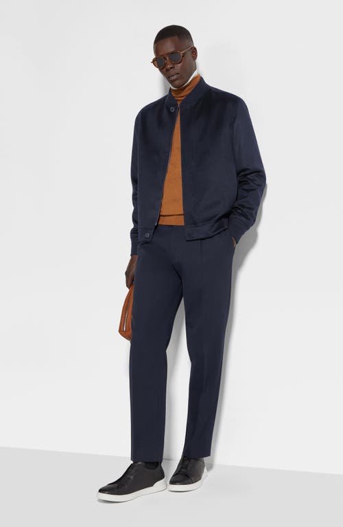 Zegna Oasi Cashmere Elements Water Repellent Bomber Jacket In Navy