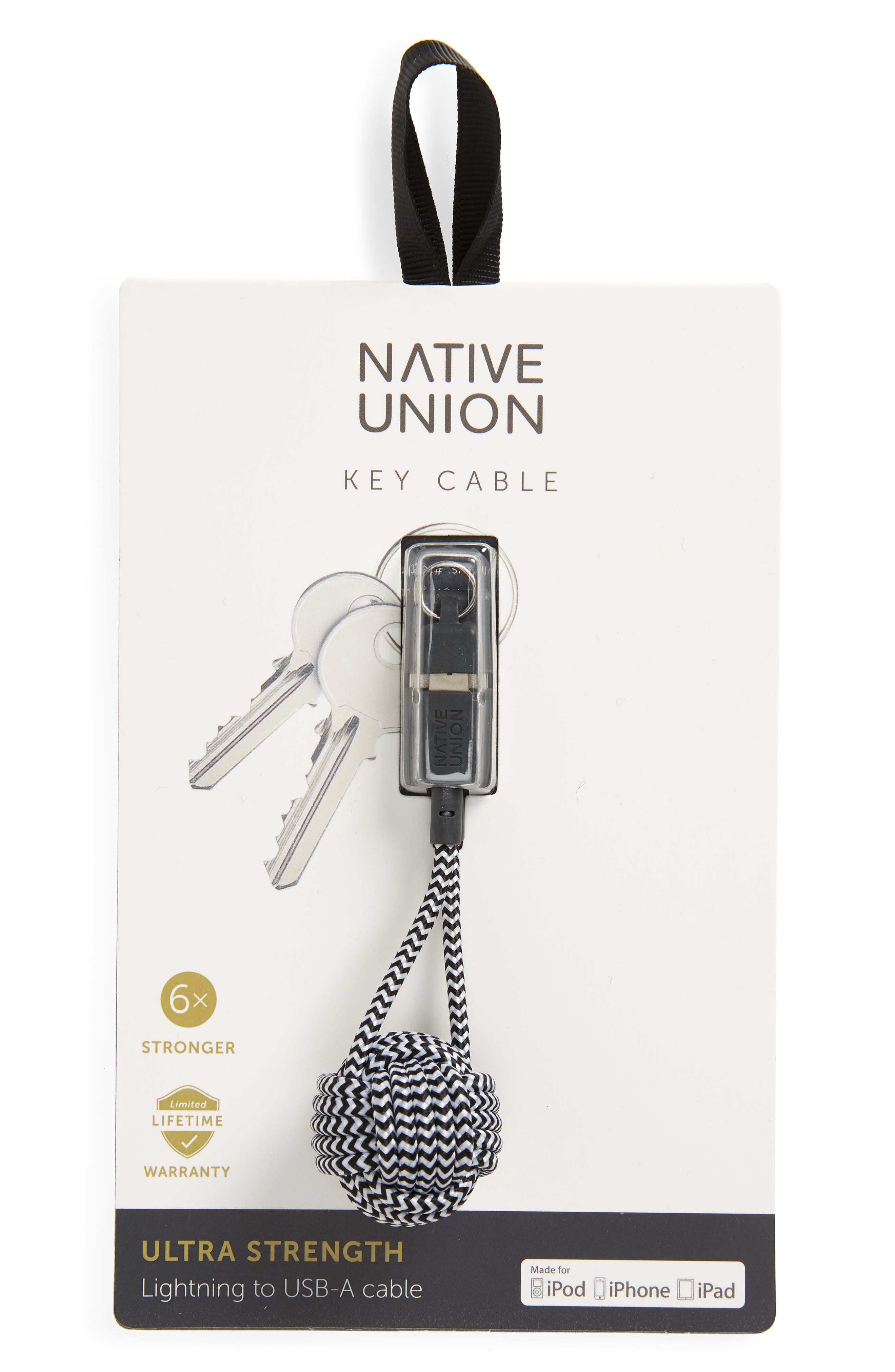 UPC 846654016116 product image for Native Union Lightning to USB Key Cable in Zebra at Nordstrom | upcitemdb.com