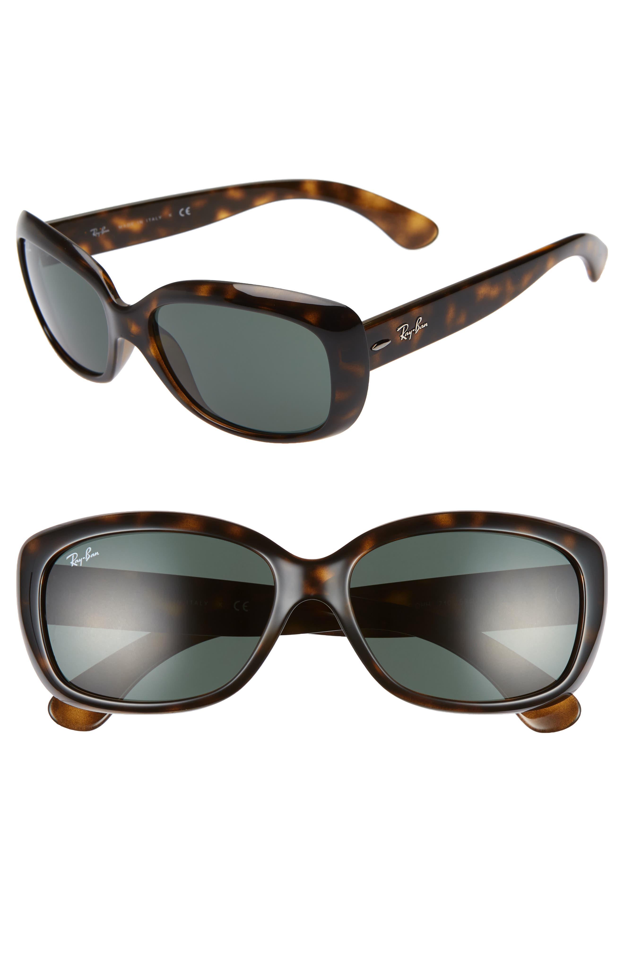 UPC 805289162438 product image for Women's Ray-Ban Jackie Ohh 58Mm Cat Eye Sunglasses - Lite Havana/ Green Solid | upcitemdb.com