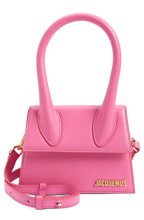 Jacquemus Le Chiquito Moyen Leather Top Handle Bag in Neon Pink 434 at Nordstrom