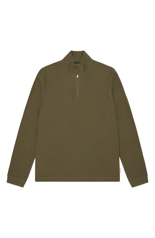 Shop Sealskinz Forncet Waffle Stitch Organic Cotton Quarter Zip Pullover In Olive