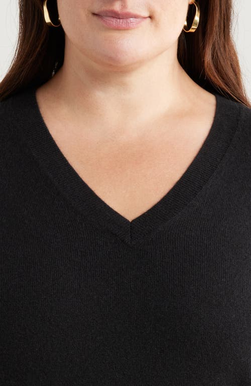Nordstrom Cashmere V-neck Sweater In Black Rock