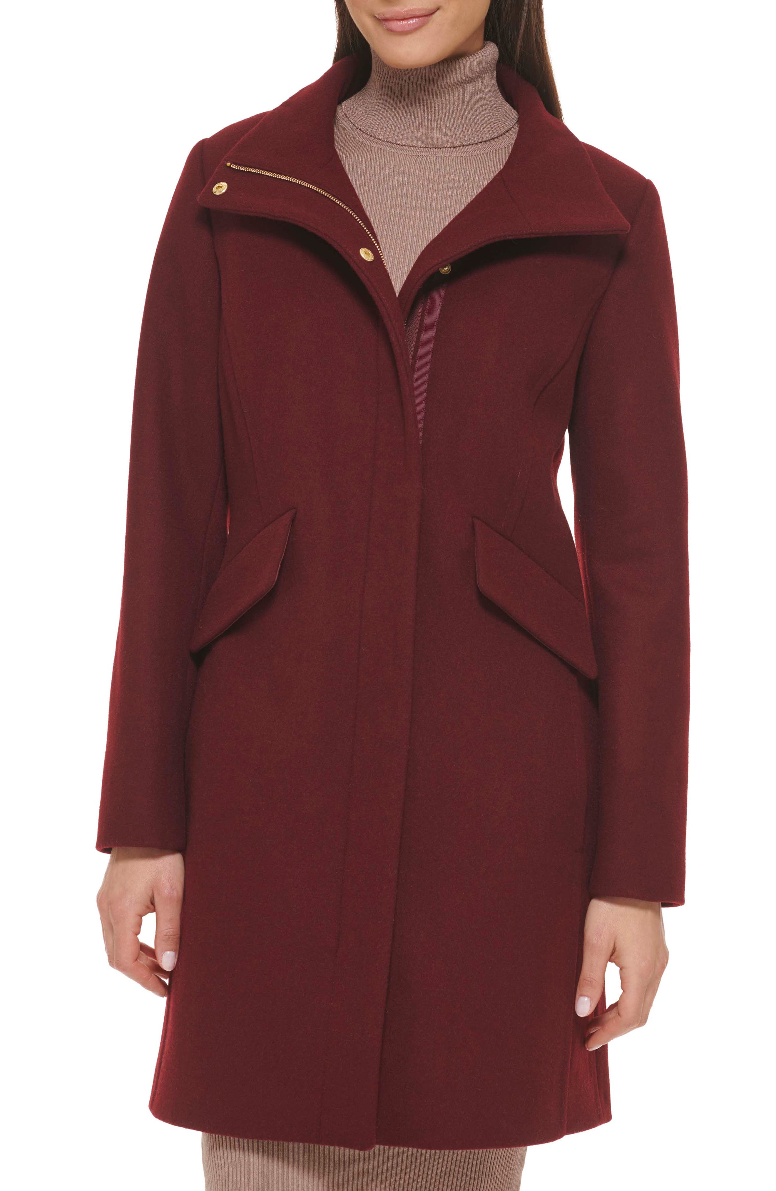 Womens Clothing Coats Long coats and winter coats Cole Haan Long Wool-blend Coat in Brown 