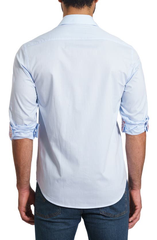 Shop Jared Lang Pima Cotton Button-up Shirt In Baby Blue