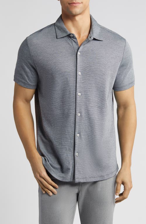 Robbins Knit Short Sleeve Button-Up Shirt in Slate Blue