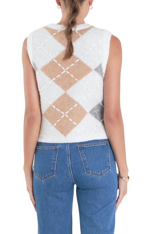 English Factory Argyle Sweater Vest In White