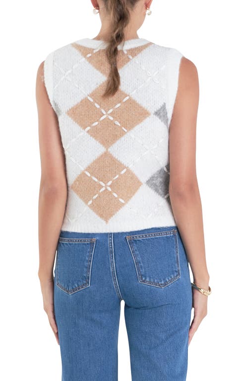 Shop English Factory Argyle Sweater Vest In White