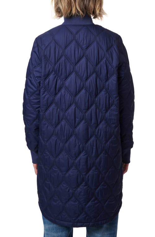 Shop Bernardo Rib Trim Quilted Liner Jacket In Navy