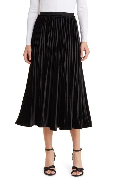 Gjill Pleated Satin Midi Skirt