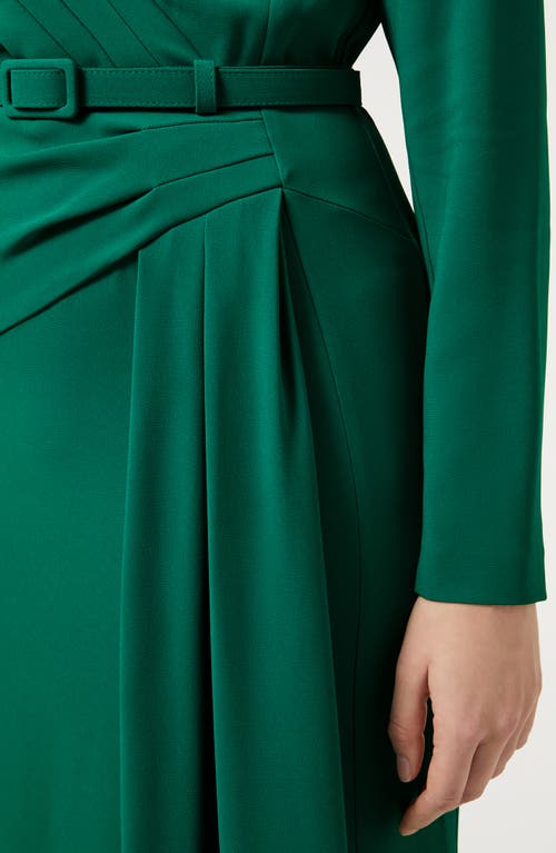 Shop Marina Rinaldi Bonbon Belted Long Sleeve Gown In Green