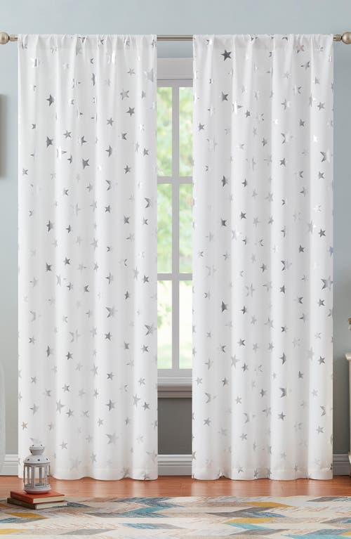 Shop Vcny Home Set Of 2 Jacob Star Foil Panel Darkening Curtain Panels In White/silver