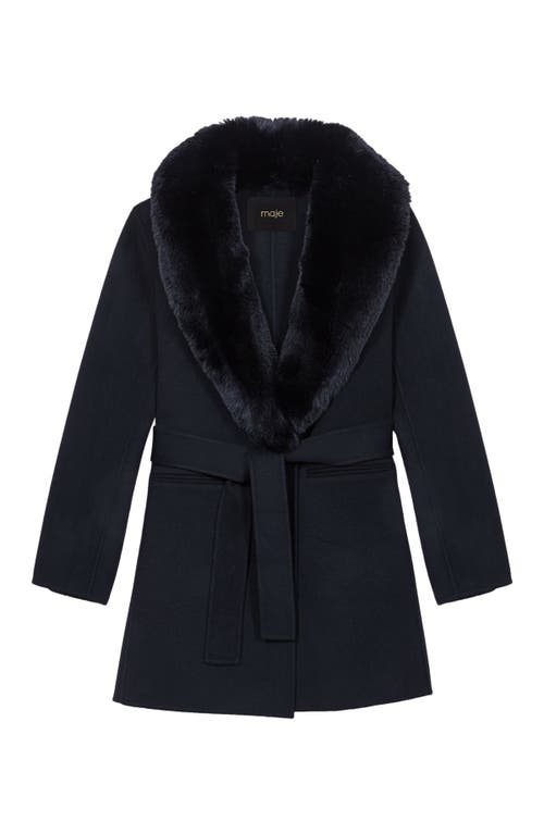 Maje Double-faced Mid-length Coat In Black