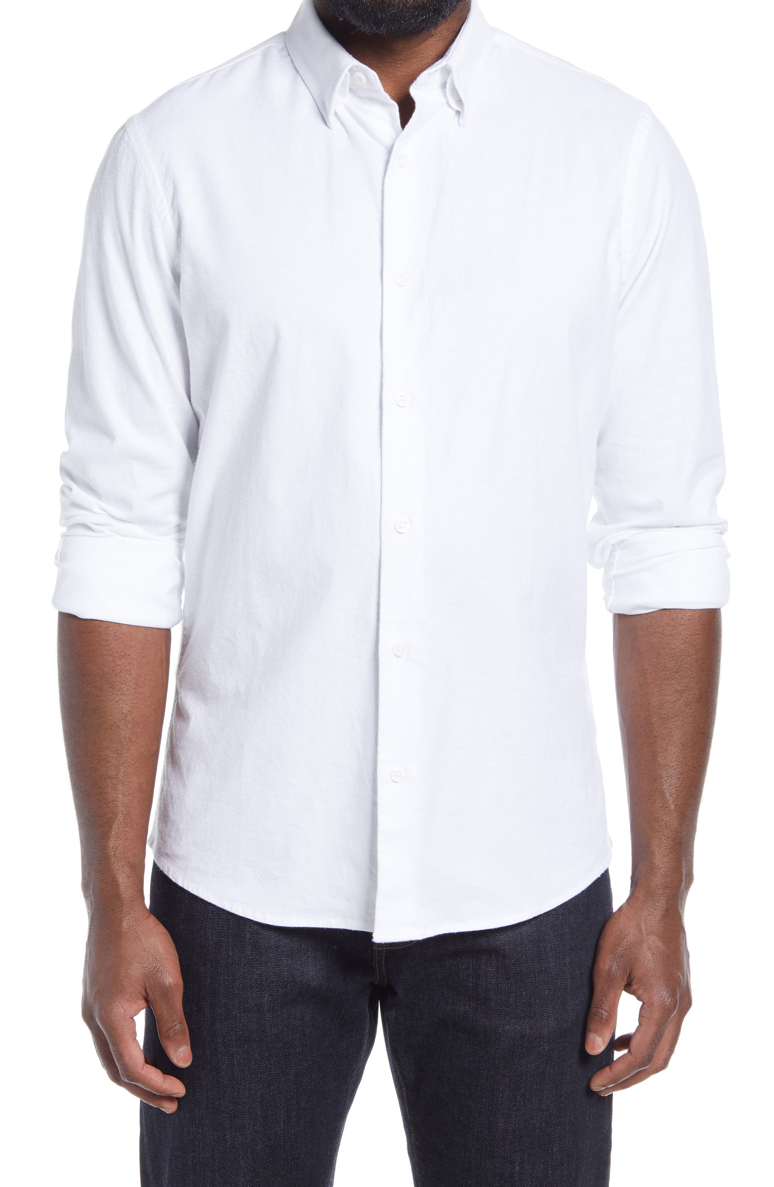 mens white button down shirt long sleeve