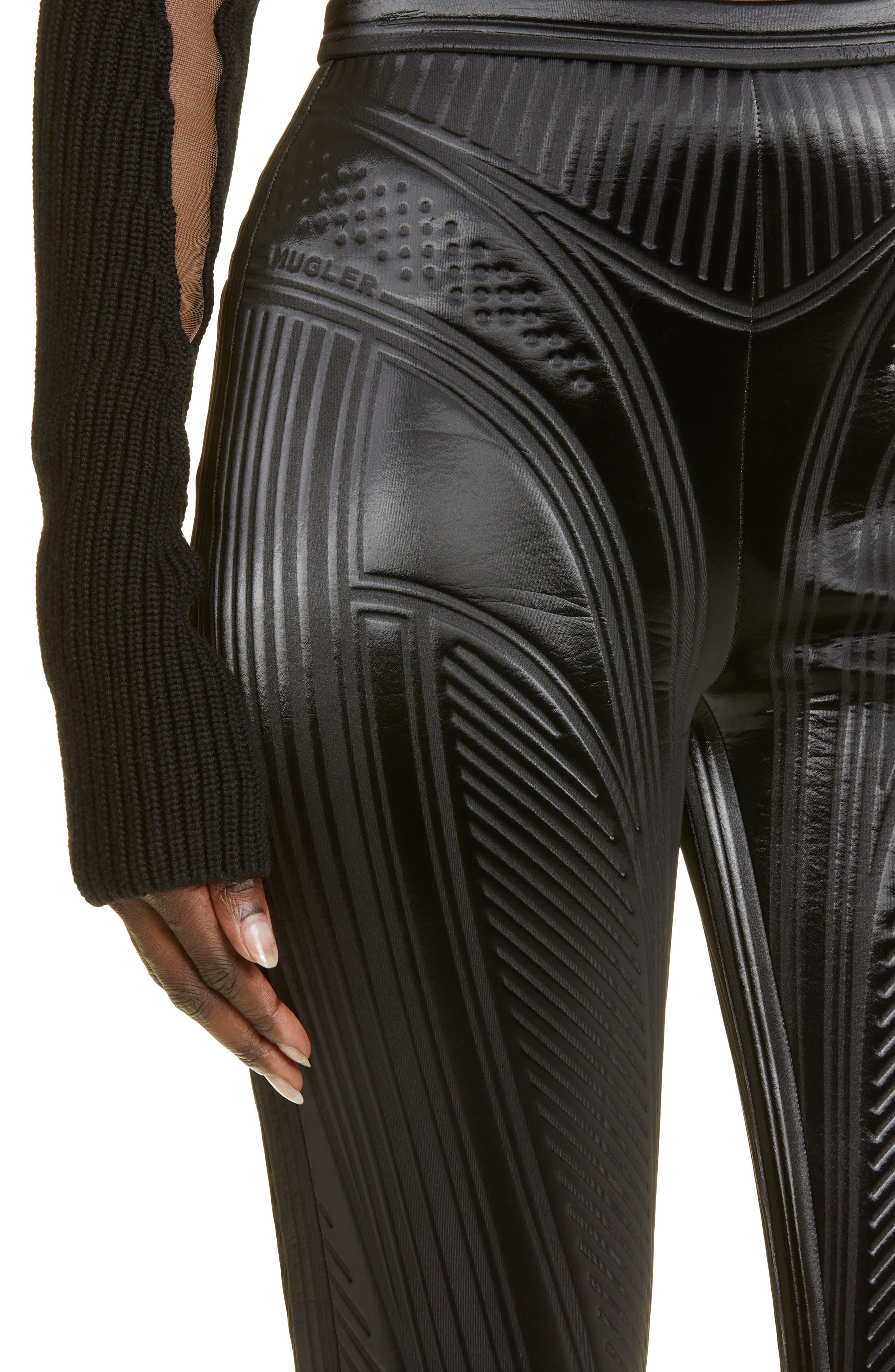 Mugler Shiny Embossed leggings in Black