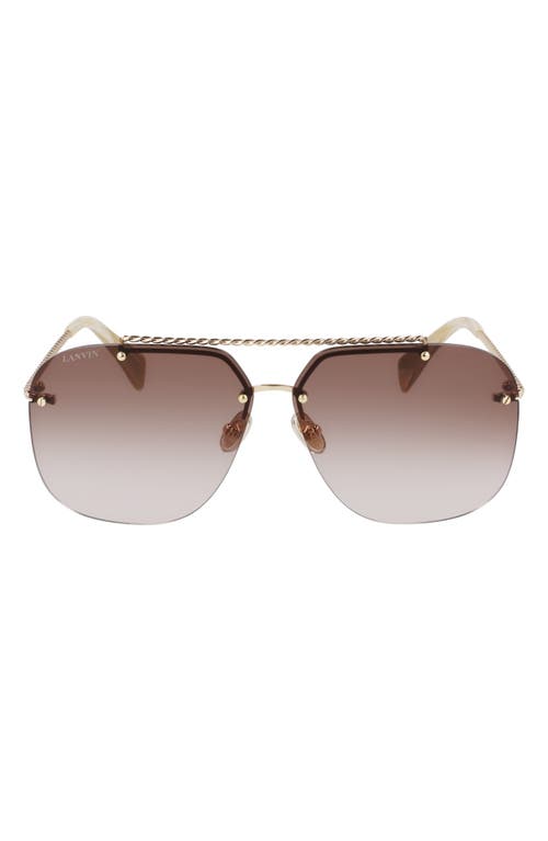 Lanvin Babe 64mm Gradient Oversize Aviator Sunglasses in Gold/Gradient Brown