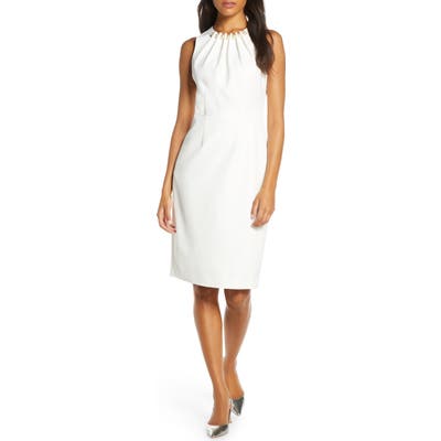 Harper Rose Embellished Sheath Dress, Ivory