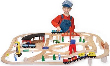 Melissa and doug wooden railway set hot sale 132 pieces