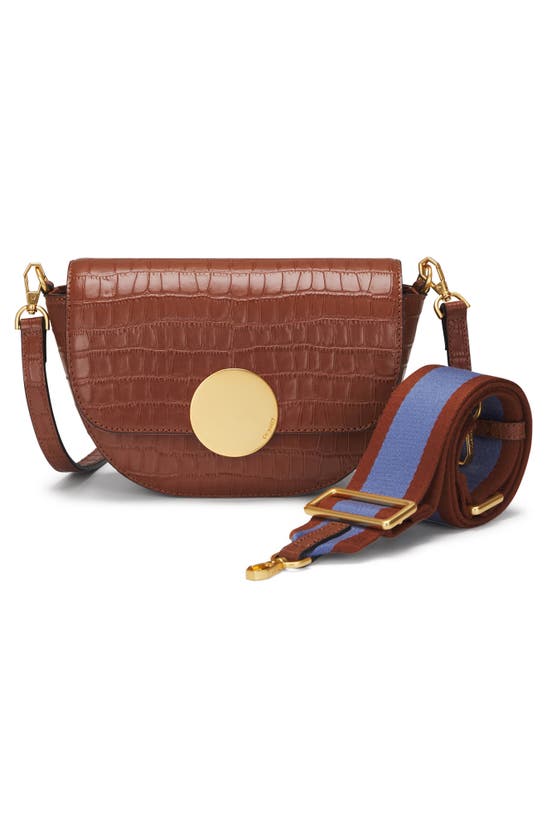 Shop Oryany Lottie Croc Embossed Crossbody Bag In Toffee Tan