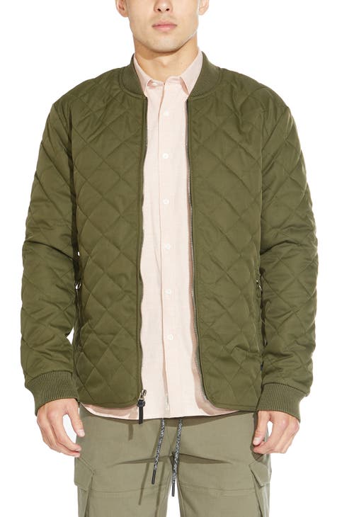 Buy Lucky Brand men quilted bomber jacket olive Online