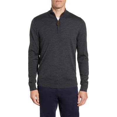 Nordstrom Shop Quarter Zip Wool Pullover, Grey