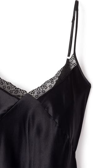 Women's Silk Lace Cosette Nightgown in Black – Petite Plume