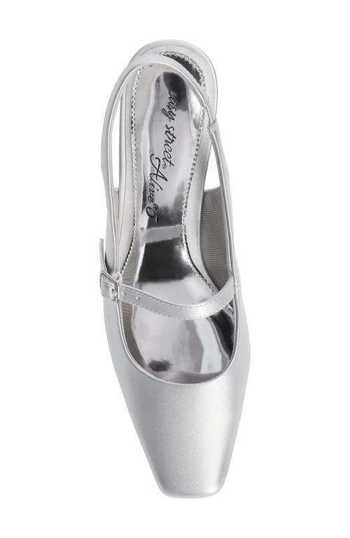 Shop Easy Street Cameo Slingback Mary Jane Pump In Silver Satin