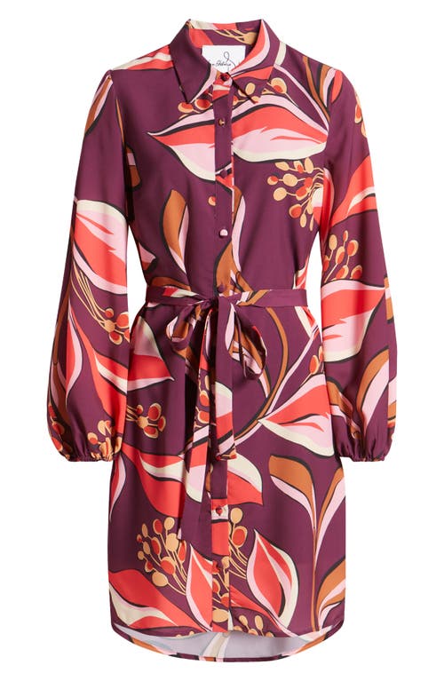 Shop Sam Edelman Hoya Print Long Sleeve Shirtdress In Wine Multi