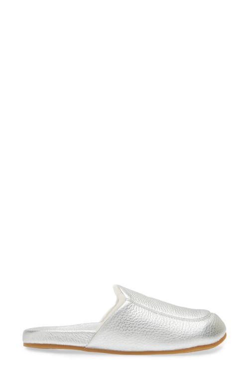 Olukai Konea Genuine Shearling Lined Mule In Silver/silver