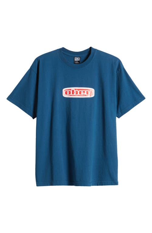 Shop Obey Oval Logo Graphic T-shirt In Legion Blue