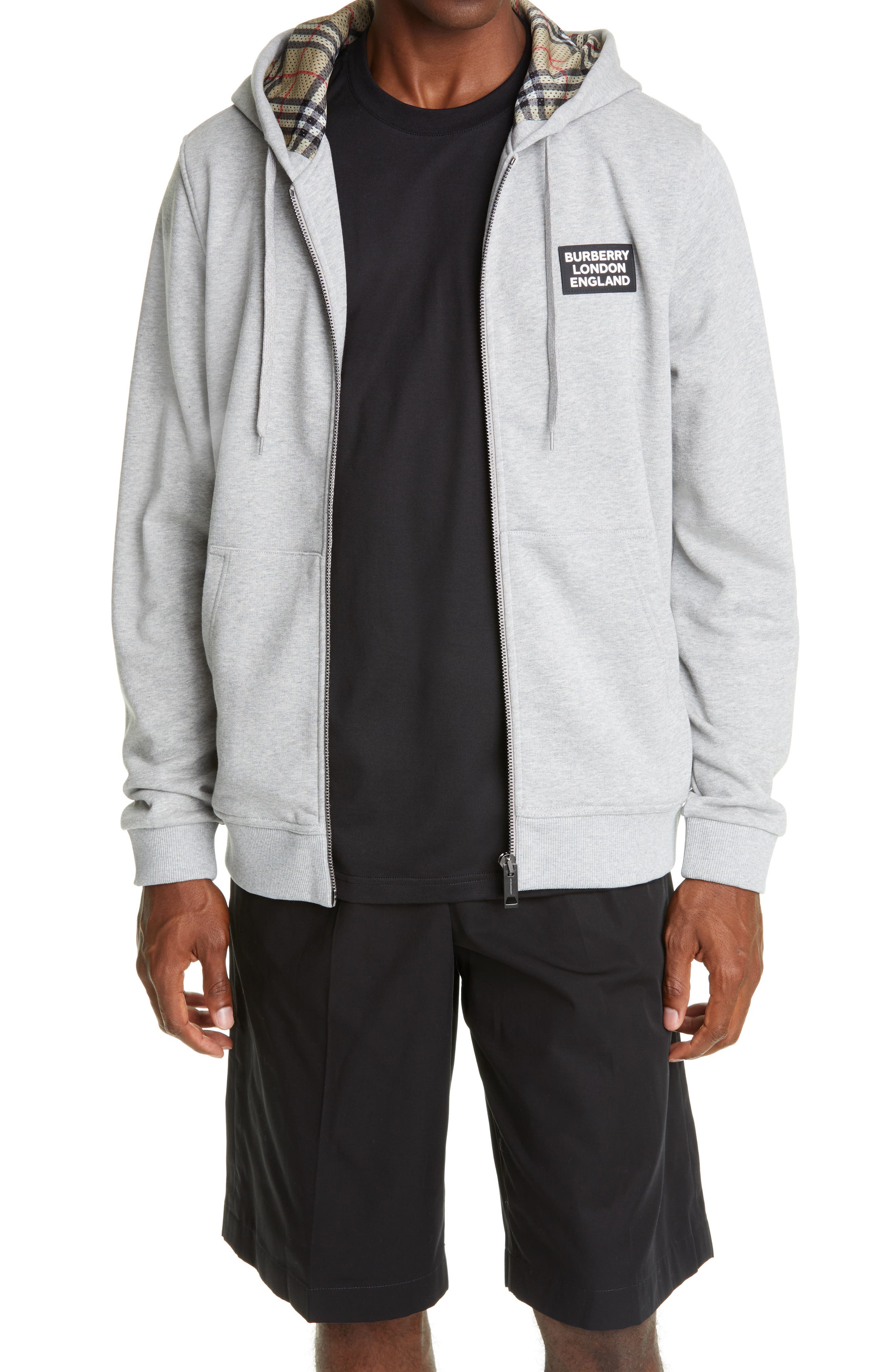burberry logo hooded zip sweatshirt