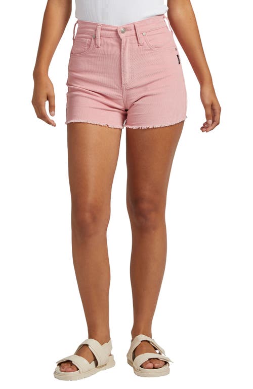 Silver Jeans Co. Highly Desirable High Waist Stretch Corduroy Cutoff Shorts Pink at Nordstrom,