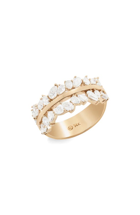 Shop Lana Pear Diamond Bar Ring In Yellow Gold/ Diamond