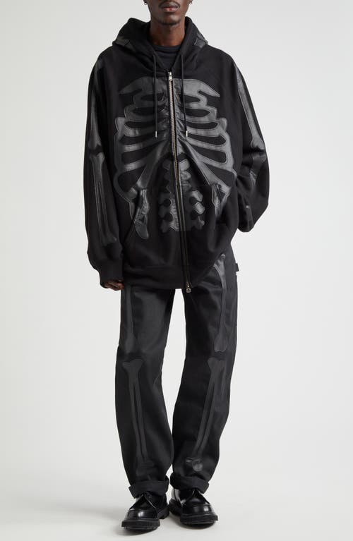 Takahiromiyashita The Soloist Takahiromiyashita Thesoloist. Bone Appliqué Carpenter Jeans In Black X Black Bone