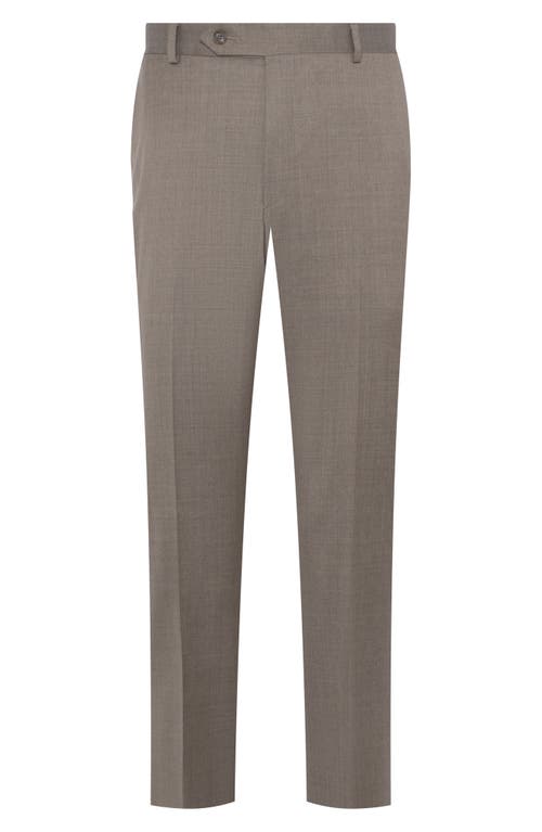 Samuelsohn Flat Front Straight Leg Wool Dress Pants In Grey