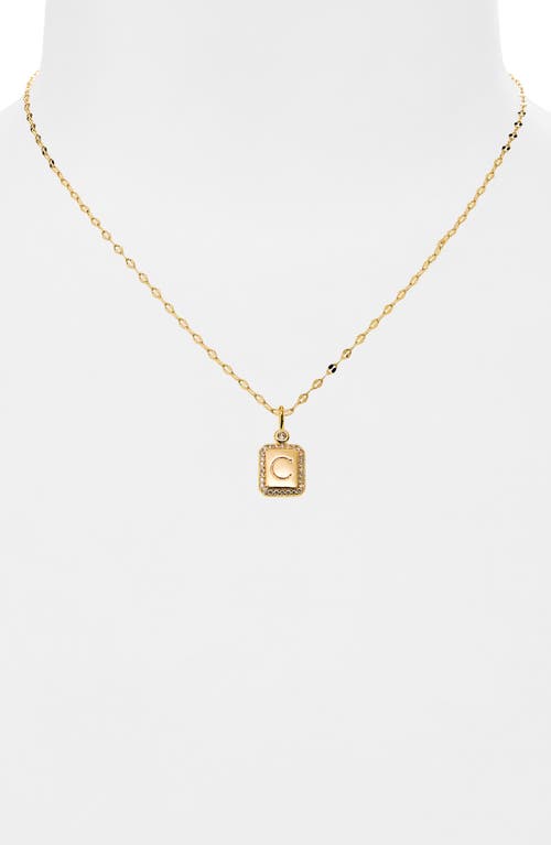 Leith Initial Pendant Necklace In C- Clear- Gold