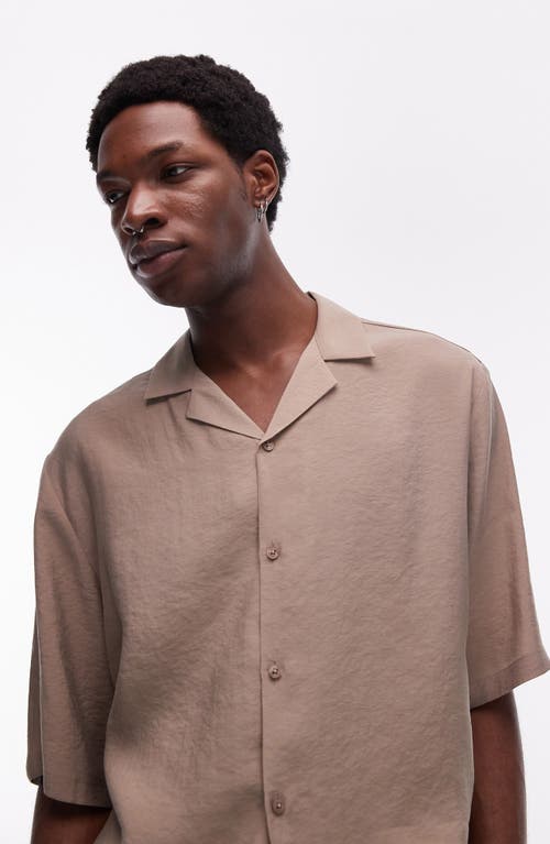 Shop Topman Oversize Modal Blend Camp Shirt In Stone